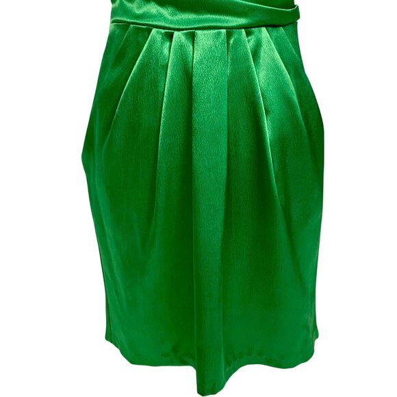 Love Reign Strapless Pleated Tie-Back Mini Cocktail Dress 9 Green Charmeuse - Picture 3 of 9